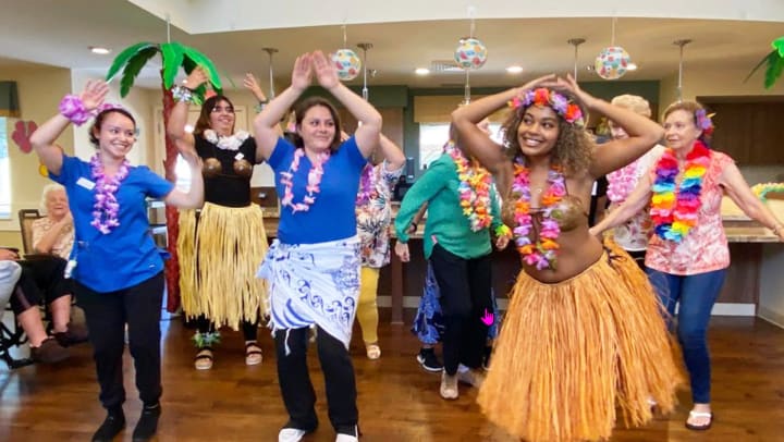 Vineyard Place Memory Care in Murrieta California Holds a Luau